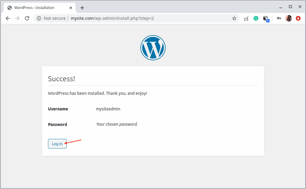 WordPress Installation Complete